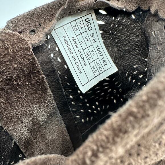 Like New Womens 7.5 Brown UGG Darling Suede Perf Zip Ankle Booties - Picture 5 of 6